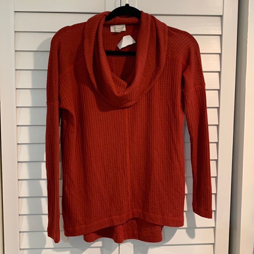 Lucky Brand Red/orange cowl neck sweater xs